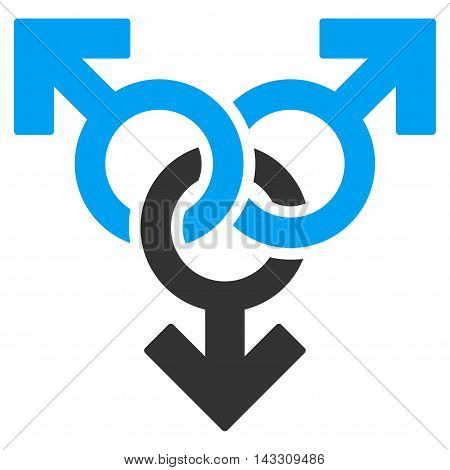 Group Gay Sex icon. Vector style is bicolor flat iconic symbol with rounded angles, blue and gray colors, white background.