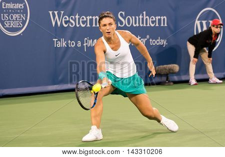 Mason Ohio - August 15 2016: Sara Errani in a first round match at the Western and Southern Open in Mason Ohio on August 15 2016.