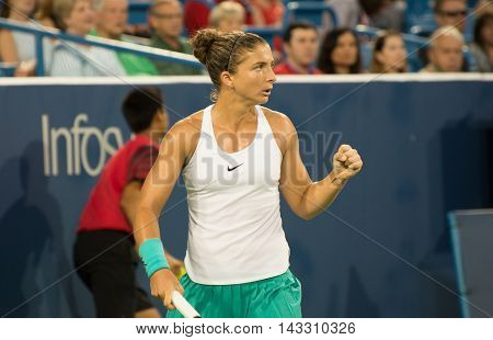Mason Ohio - August 15 2016: Sara Errani in a first round match at the Western and Southern Open in Mason Ohio on August 15 2016.