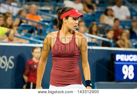 Mason Ohio - August 15 2016: Ana Ivonavic in match against Donna Vekic at the Western and Southern Open in Mason Ohio on August 15 2016.