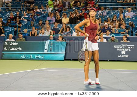 Mason Ohio - August 15 2016: Ana Ivonavic in match against Donna Vekic at the Western and Southern Open in Mason Ohio on August 15 2016.