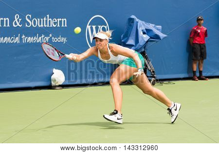 Mason Ohio - August 13 2016: Sabine Lisiki in a qualifying match at the Western and Southern Open in Mason Ohio on August 13 2016.