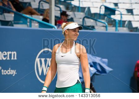Mason Ohio - August 13 2016: Sabine Lisiki in a qualifying match at the Western and Southern Open in Mason Ohio on August 13 2016.