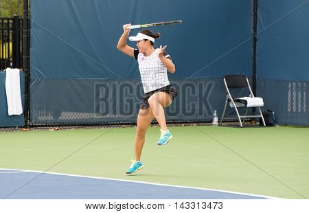 Mason, Ohio - August 13, 2016: Kurumi Nara in a qualifying match at the Western and Southern Open in Mason, Ohio, on August 13, 2016.
