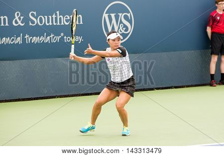 Mason Ohio - August 13 2016: Kurumi Nara in a qualifying match at the Western and Southern Open in Mason Ohio on August 13 2016.