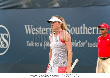 Mason Ohio - August 13 2016: Aliaksandra Sasnovich at the Western and Southern Open in Mason Ohio on August 13 2016.