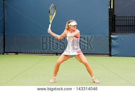 Mason Ohio - August 13 2016: Aliaksandra Sasnovich at the Western and Southern Open in Mason Ohio on August 13 2016.