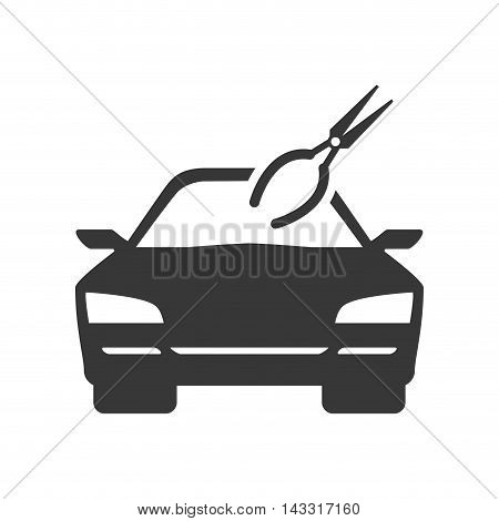 pliers tool repair car automobile silhouette icon. Flat and Isolated design. Vector illustration