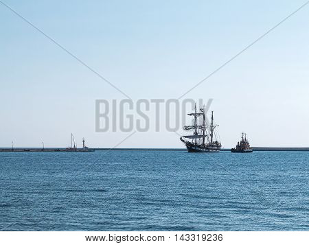 Odessa, Ukraine August 15, 2016: Training Barquentine Italian Navy 