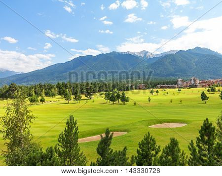 A View Of The Peaks Of Pirin Mountain (vihren And Todorka) Golf Club, Razlog, Bulgaria