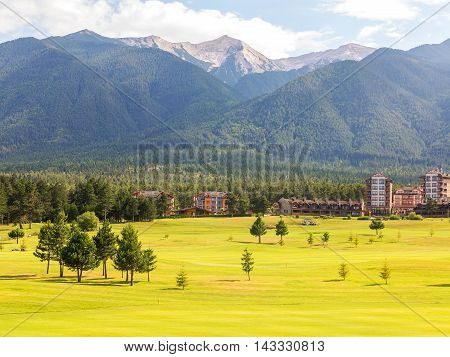 A View Of The Peaks Of Pirin Mountain (vihren And Todorka) Golf Club, Razlog, Bulgaria