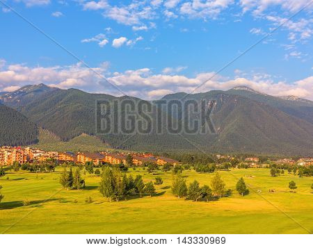 A View Of The Peaks Of Pirin Mountain (vihren And Todorka) Golf Club, Razlog, Bulgaria