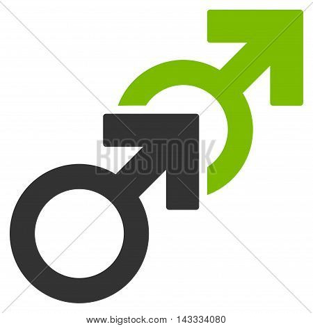 Gay Sex icon. Vector style is bicolor flat iconic symbol with rounded angles, eco green and gray colors, white background.