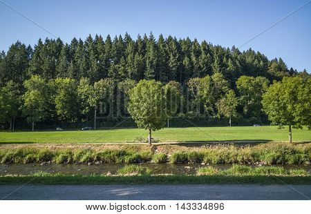 river germany nature tree forest  water bike