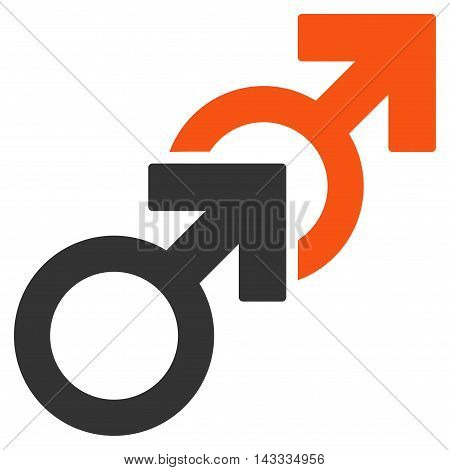 Gay Sex icon. Vector style is bicolor flat iconic symbol with rounded angles, orange and gray colors, white background.