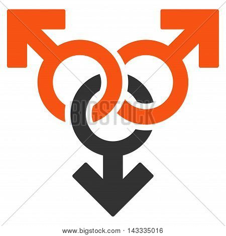 Group Gay Sex icon. Vector style is bicolor flat iconic symbol with rounded angles, orange and gray colors, white background.