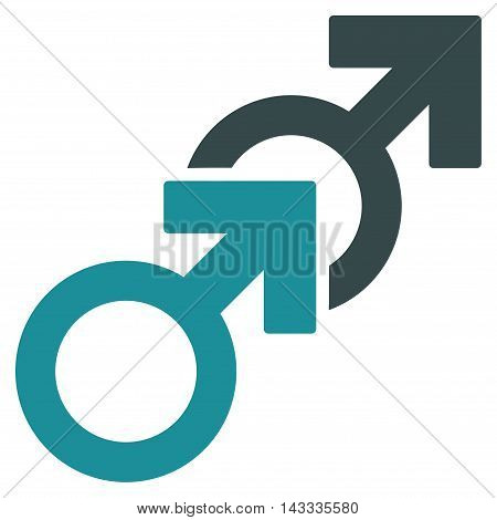 Gay Sex icon. Vector style is bicolor flat iconic symbol with rounded angles, soft blue colors, white background.