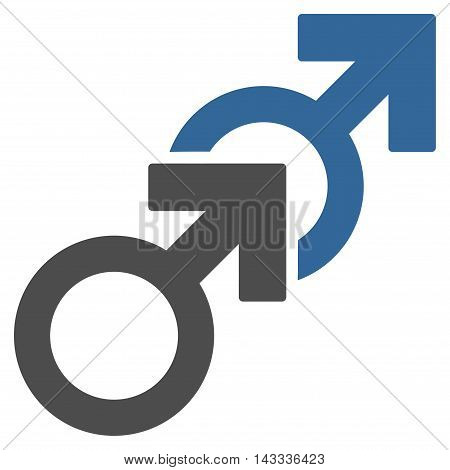 Gay Sex icon. Vector style is bicolor flat iconic symbol with rounded angles, cobalt and gray colors, white background.