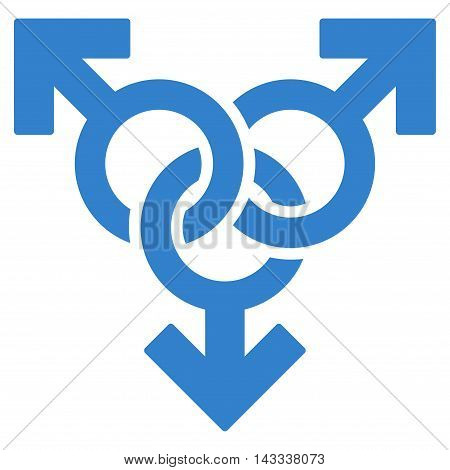 Group Gay Sex icon. Vector style is flat iconic symbol with rounded angles, cobalt color, white background.