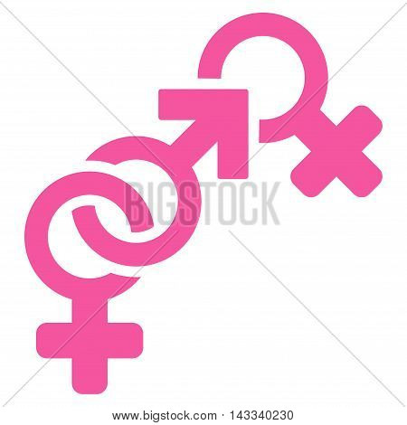 Faith Breach icon. Vector style is flat iconic symbol with rounded angles, pink color, white background.