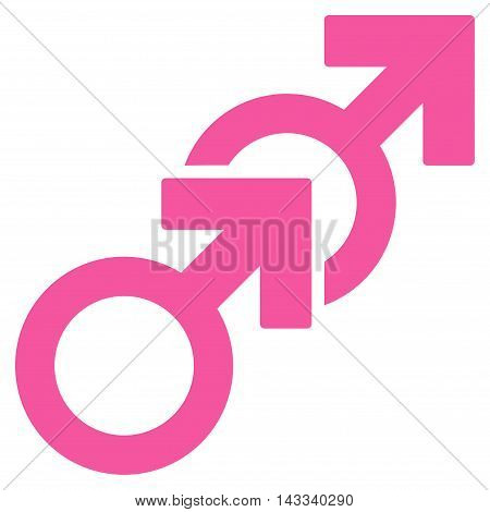 Gay Sex icon. Vector style is flat iconic symbol with rounded angles, pink color, white background.