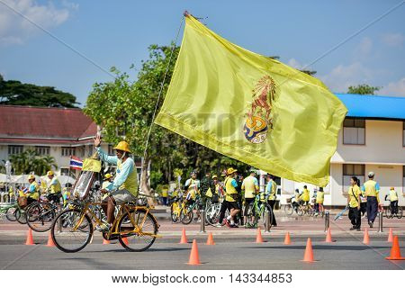 NONG KHAITHAILAND - DEC 11: Bike for Dad activity in Father Day on December 11th 2015 in Nong khai.Thai people ride bicycle to celebrate the Father day every year.
