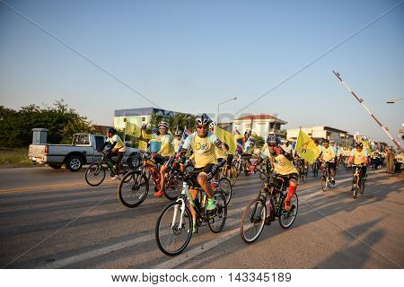 NONG KHAITHAILAND - DEC 11: Bike for Dad activity in Father Day on December 11th 2015 in Nong khai.Thai people ride bicycle to celebrate the Father day every year.