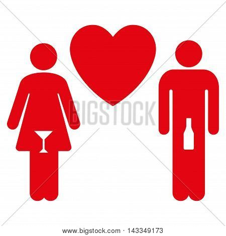 Drunky Love Pair icon. Vector style is flat iconic symbol with rounded angles, red color, white background.