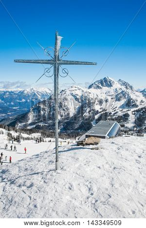 Mountain ski resort Nassfeld, Austria - beautiful nature and winter sports.