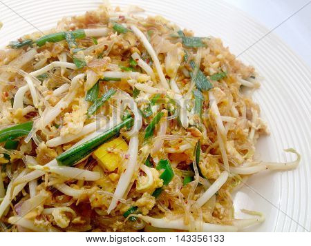 Thai Food Pad Thai, Pad Thai, Stir-fried Rice Noodles With Tofu. The One Of Thailand's National Main