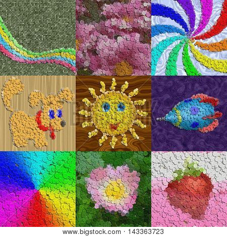Set of sewing buttons image generated backgrounds, 3D illustration