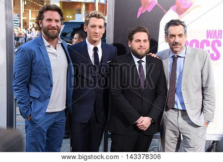 LOS ANGELES - AUG 15:  Bradley Cooper, Miles Teller, Jonah Hill and Todd Phillips arrives to the 