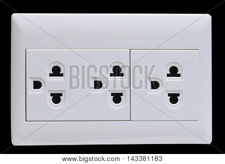 White plugs on black wall exture background