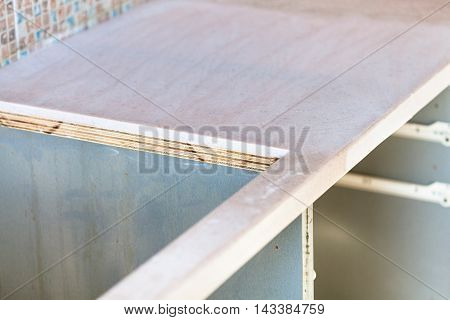 Cutout For Cooking Stove In New Kitchen Worktop