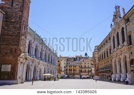 Vicenza, Italy - July, 17, 2016: street in a center of Vicenza, Italy