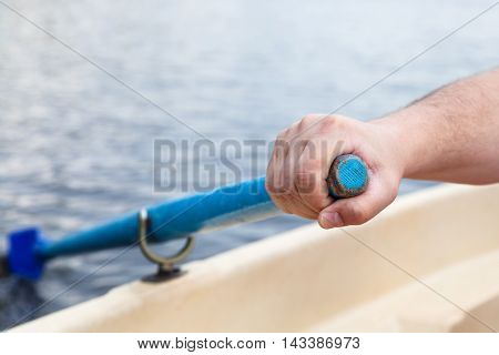 Hand Rower Rowing Paddle During Boating