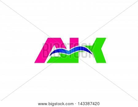 Elegant black and gold alphabet A and K letter logo. Vector illustration