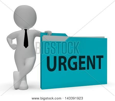 Urgent Folder Indicates Immediate Priority 3D Rendering