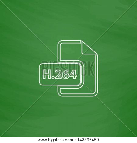 H.264 Outline vector icon. Imitation draw with white chalk on green chalkboard. Flat Pictogram and School board background. Illustration symbol