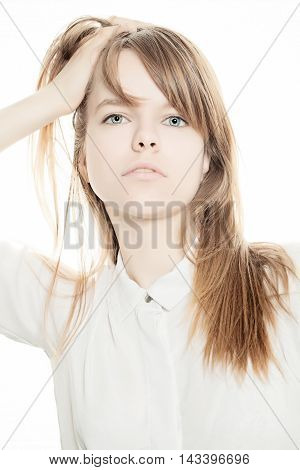 Young beautiful ashion Woman on White Background