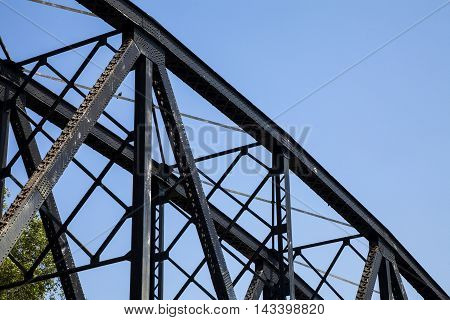 old rail way bridge vintage Metal railway bridge viaduct Bang Saphan Prachuab Thailand.