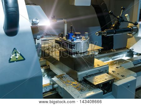Industrial metal mold blank milling. Metalworking. Lathe, milling and drilling industry.
