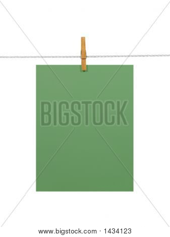 Groenboek blad op een kleding regel (+ 2 uitknippaden)