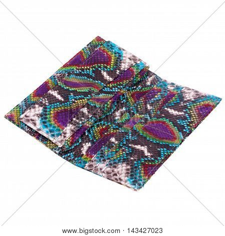 Fashion exotic snakeskin (python) handmade purse wallet isolated on a white background
