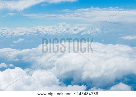 Photos from the clouds in the skyView from window plane .