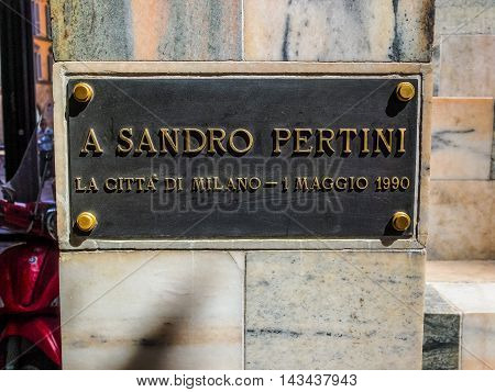 Sandro Pertini Monument In Milan (hdr)