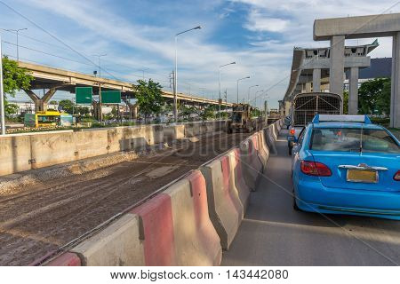 Construction Site Of Sky Train Redline Bangsue-rangsit