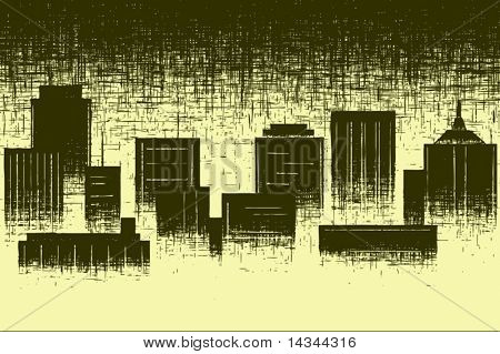 Bearbeitbare Vector Design einer Skyline der Stadt und grunge