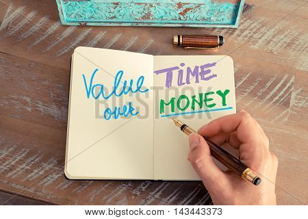 Handwritten Text Value Time Over Money