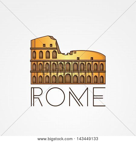 Vector one line minimalist icon of Coliseum. Rome. Italy. linear style.